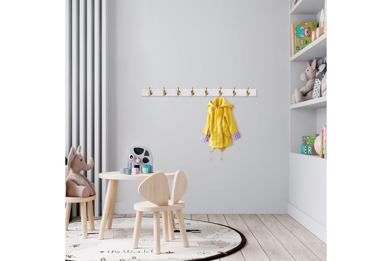 Trævægkrog Ranvir Hvid / Rany - 100 x 7 x 8 - Opbevaring - Tøjopbevaring - Knagerækker