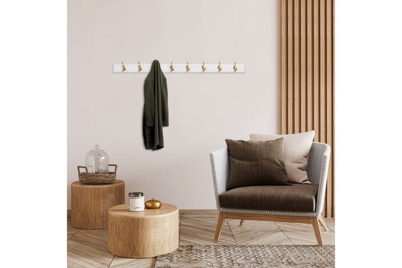 Trævægkrog Ranvir Hvid / Rany - 100 x 7 x 8 - Opbevaring - Tøjopbevaring - Knagerækker