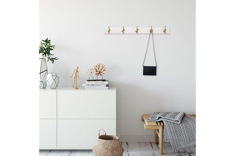 Trævægkrog Ranvir Hvid / Rany - 65 x 7 x 8 - Opbevaring - Tøjopbevaring - Knagerækker