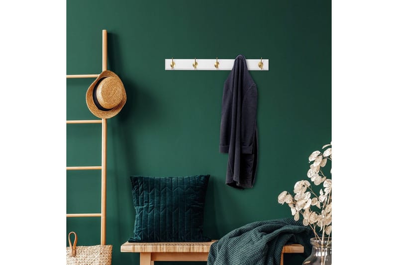 Trævægkrog Ranvir Hvid / Rany - 65 x 7 x 8 - Opbevaring - Tøjopbevaring - Knagerækker