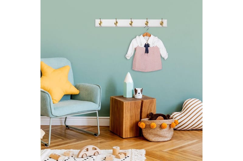 Trævægkrog Ranvir Hvid / Rany - 65 x 7 x 8 - Opbevaring - Tøjopbevaring - Knagerækker