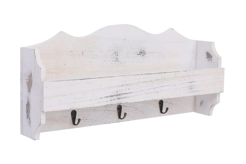 vægmonteret knagerække 50 x 10 x 23 cm træ hvid - Opbevaring - Tøjopbevaring - Knagerækker - Knage