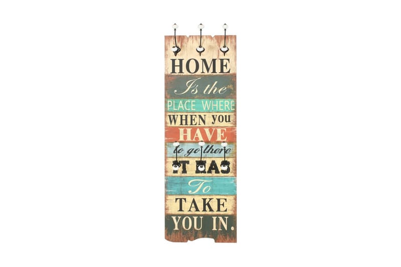 Vægmonteret Knagerække Med 6 Knager Home Is 120 X 40 Cm - Flerfarvet - Opbevaring - Tøjopbevaring - Knagerækker - Knage