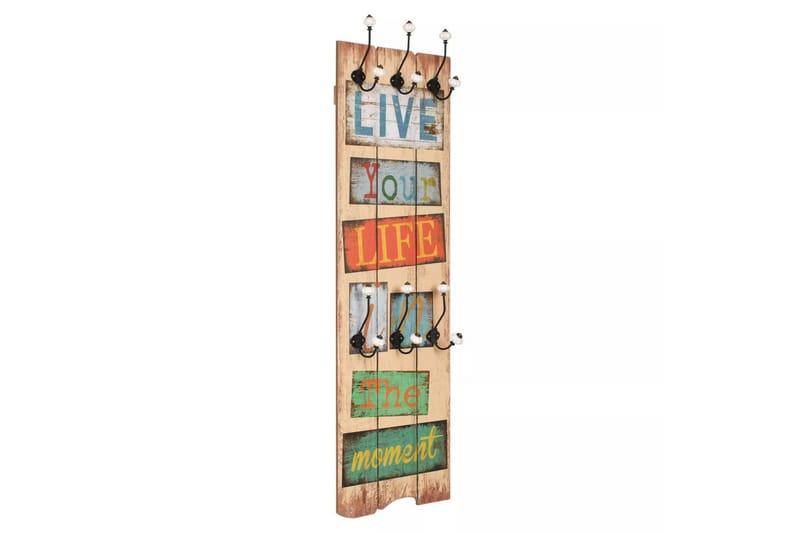 Vægmonteret Knagerække Med 6 Knager Live Life 120 X 40 Cm - Flerfarvet - Opbevaring - Tøjopbevaring - Knagerækker - Knage