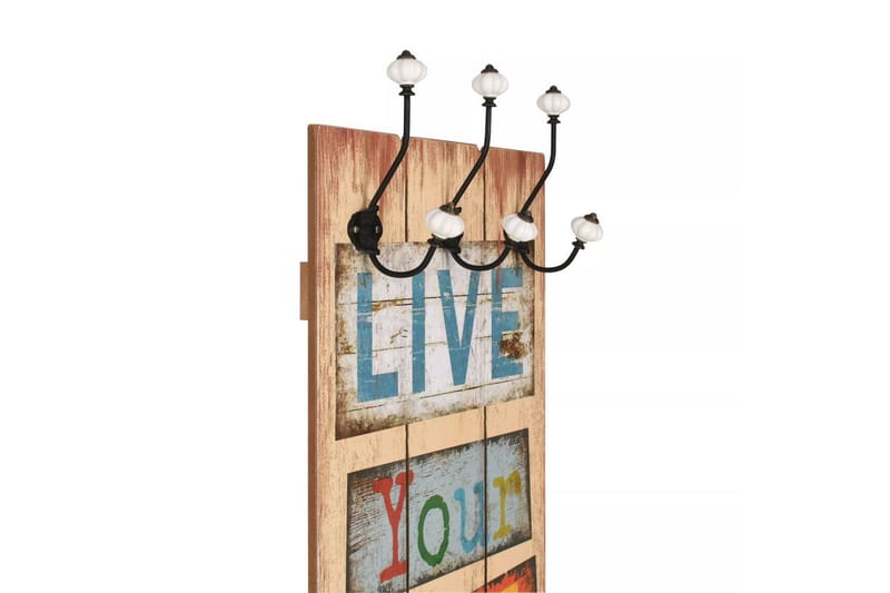 Vægmonteret Knagerække Med 6 Knager Live Life 120 X 40 Cm - Flerfarvet - Opbevaring - Tøjopbevaring - Knagerækker - Knage