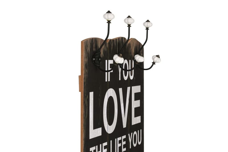 Vægmonteret Knagerække Med 6 Knager Love Life 120 X 40 Cm - Flerfarvet - Opbevaring - Tøjopbevaring - Knagerækker - Knage