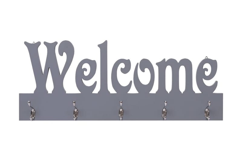 vægophængt knagerække WELCOME 74 x 29,5 cm grå - Opbevaring - Tøjopbevaring - Knagerækker - Knage