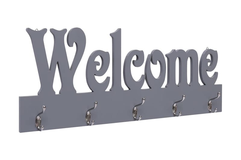 vægophængt knagerække WELCOME 74 x 29,5 cm grå - Opbevaring - Tøjopbevaring - Knagerækker - Knage