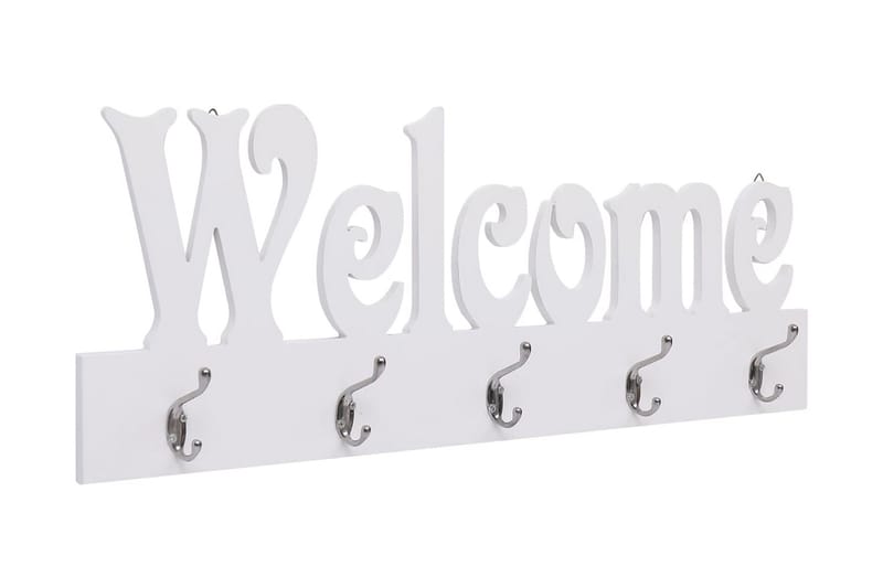 vægophængt knagerække WELCOME 74 x 29,5 cm hvid - Opbevaring - Tøjopbevaring - Knagerækker - Knage