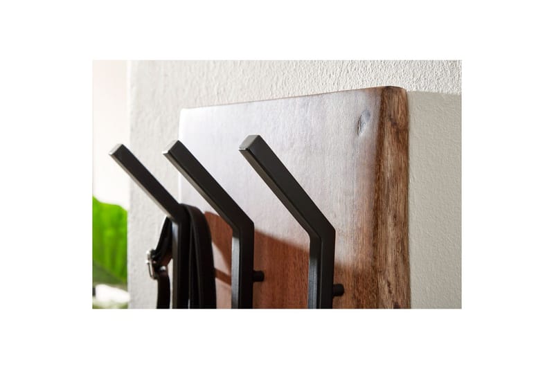 Vægreol Wohnling Massivt træ kant vægmonteret knagerække 35x100 cm industriel - Opbevaring - Tøjopbevaring - Knagerækker - Tøjstativ