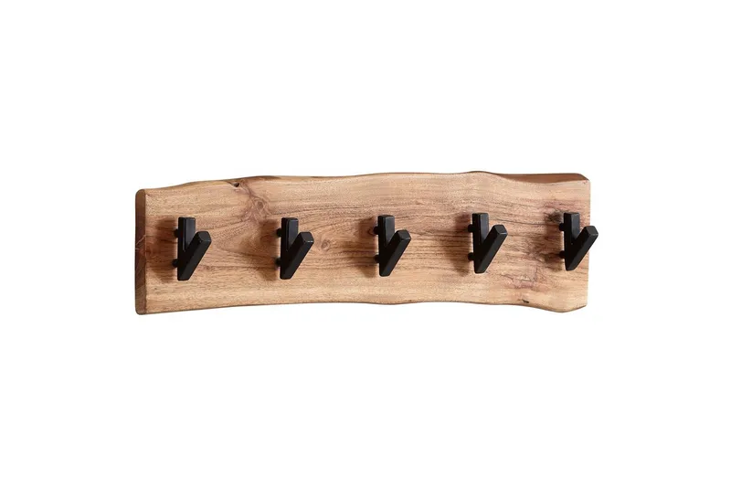 Vægreol Wohnling Vægmonteret knagerække i massivt træ med bølget kant 60 cm industriel, undefined