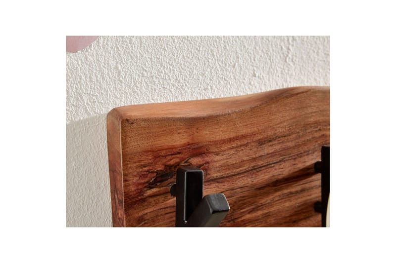 Vægreol Wohnling Vægmonteret knagerække i massivt træ med bølget kant 60 cm industriel - Opbevaring - Tøjopbevaring - Knagerækker - Tøjstativ
