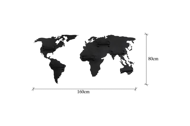 World Map Tøjkrog - Sort - Knagerækker - Knager - Knage