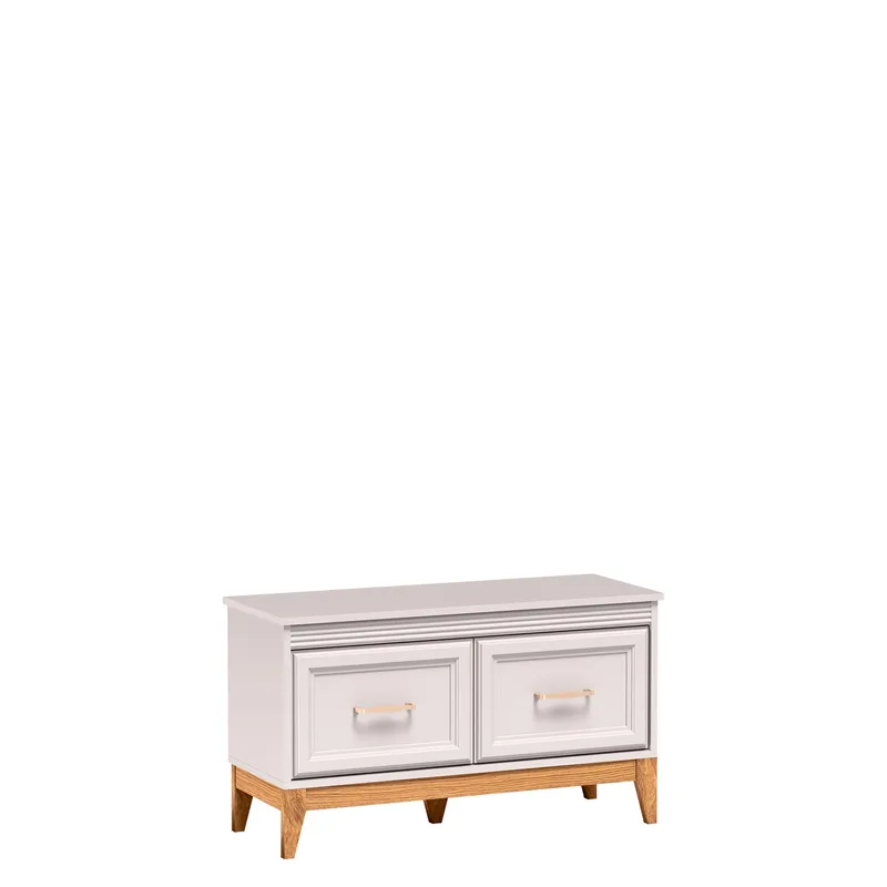 Zeylor Skoskab 92 cm, beige med natureg og guld-kobberfarvede detaljer