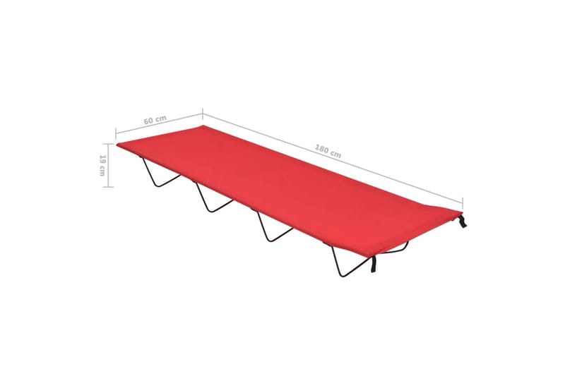 campingseng 180x60x19 cm oxfordstof og stål rød - Rød - Campingseng & teltseng - Campingmøbler