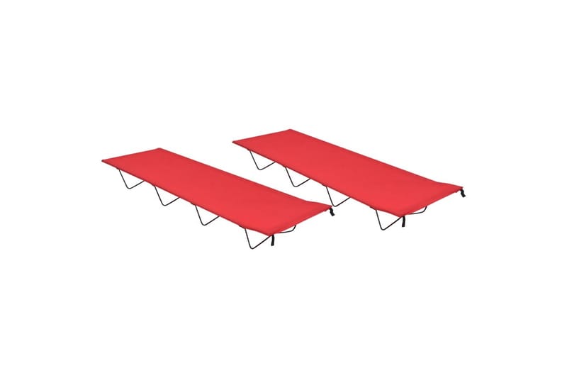 campingsenge 2 stk. 180x60x19 cm oxfordstof og stål rød - Rød - Sport & fritid - Camping & vandring - Campingmøbler