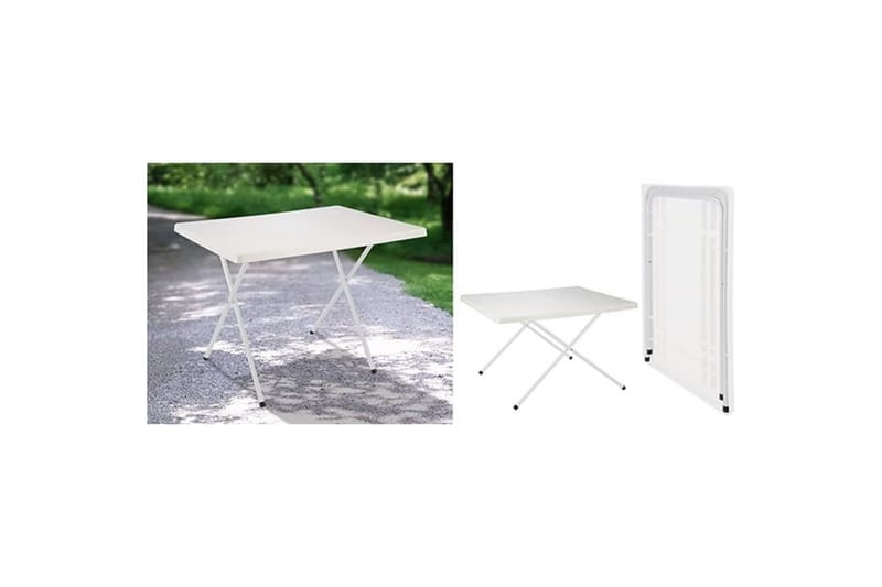 HI foldbart campingbord 80x60x51/61 cm justerbart hvid - Hvid - Campingmøbler - Campingborde