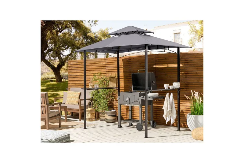 Lusthus Beliani Naro Beige/svart Grey||Black - Havemøbler - Solafskærmning - Havepavilloner - Pavillon med tag