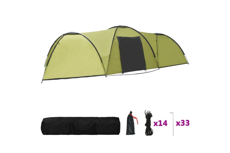 Campingtelt 8-Personers 650x240x190 cm Iglofacon Grøn - Grøn - Sport & fritid - Camping & vandring - Telt