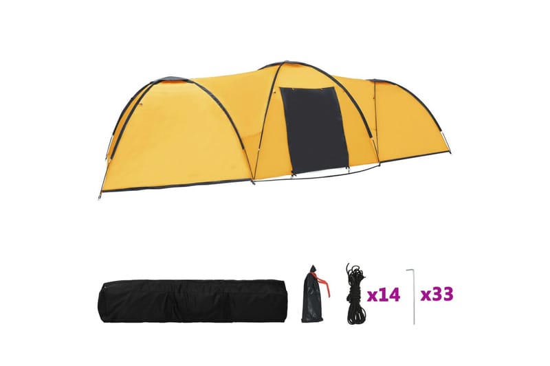 Campingtelt 8-Personers 650x240x190 cm Iglofacon Gul - Gul - Sport & fritid - Camping & vandring - Telt