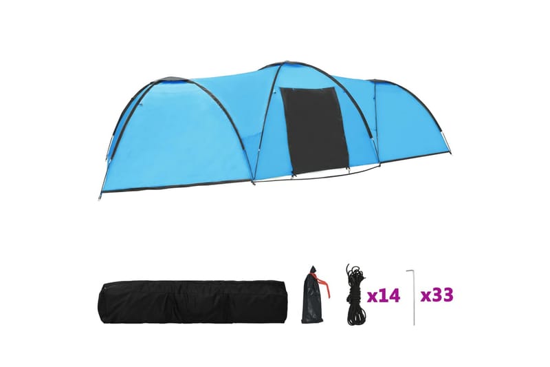 Campingtelt 8-Personers 650x240x190 cm Iglofacon Blå - Blå - Sport & fritid - Camping & vandring - Telt