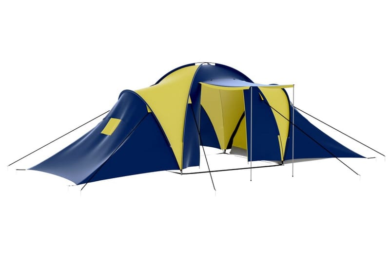 Campingtelt Stof 9 Personer Blå Og Gul - Flerfarvet - Sport & fritid - Camping & vandring - Telt