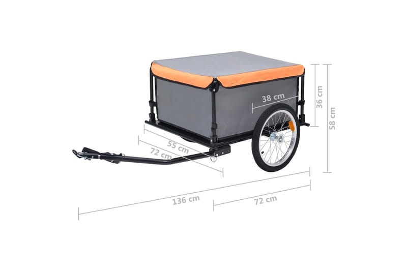 cykelanhænger grå og orange 65 kg - Grå - Sport & fritid - Friluftsliv - Cykler