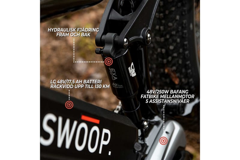 Swoop Fatbike Ranger Elcykel, 26 - Sort - Sport & fritid - Camping & vandring - Friluftsudstyr