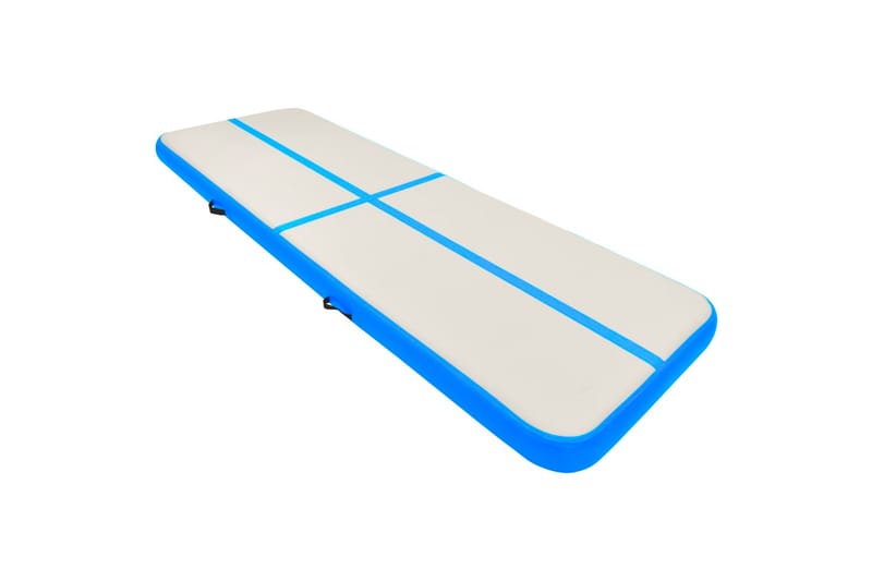 oppustelig gymnastikmåtte m. pumpe 500x100x15 cm PVC blå - Blå - Fitnessgulv & klikgulv