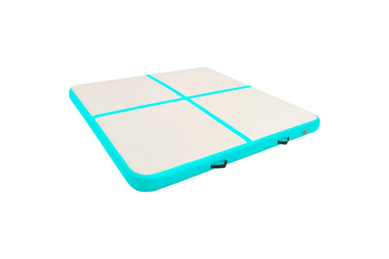 oppustelig gymnastikmåtte m. pumpe 200x200x15 cm PVC grøn - Grøn - Sport & fritid - Hjemmetræning - Træningsredskaber - Fitnessgulv & klikgulv