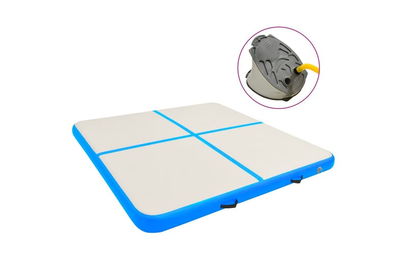 oppustelig gymnastikmåtte m. pumpe 200x200x15 cm PVC blå - Blå - Sport & fritid - Hjemmetræning - Træningsredskaber - Fitnessgulv & klikgulv