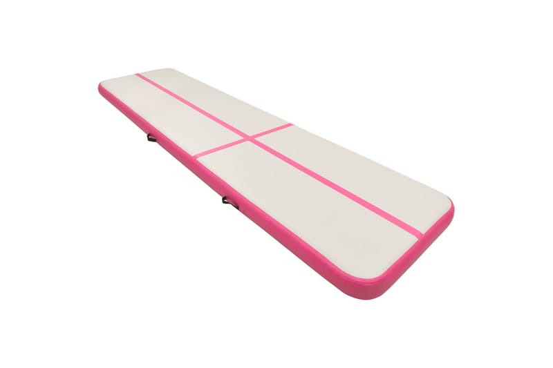 oppustelig gymnastikmåtte m. pumpe 800x100x15 cm PVC lyserød - Lyserød - Sport & fritid - Hjemmetræning - Træningsredskaber - Fitnessgulv & klikgulv