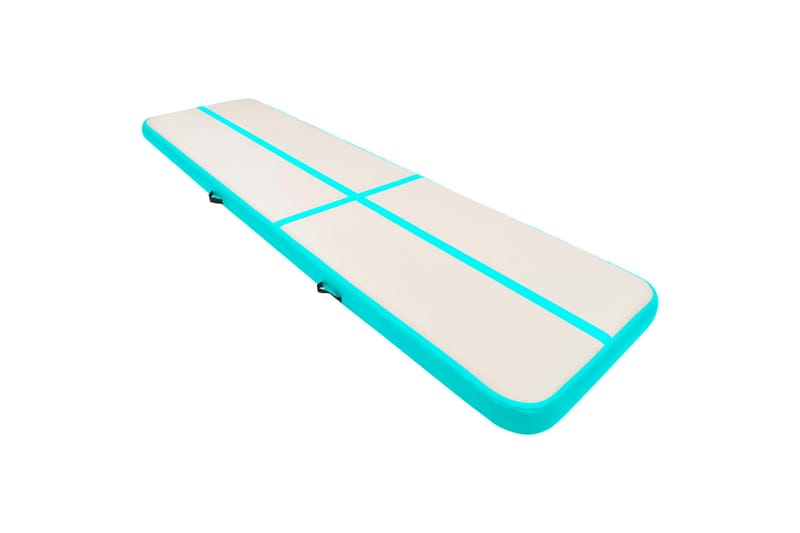 oppustelig gymnastikmåtte m. pumpe 600x100x15 cm PVC grøn - Grøn - Sport & fritid - Hjemmetræning - Træningsredskaber - Fitnessgulv & klikgulv