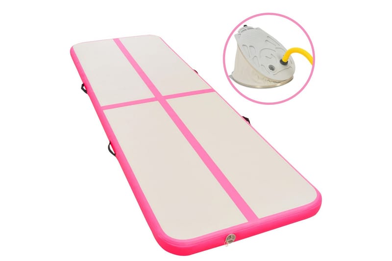 oppustelig gymnastikmåtte med pumpe 500x100x10 cm PVC Pink - Sport & fritid - Hjemmetræning - Træningsredskaber - Fitnessgulv & klikgulv