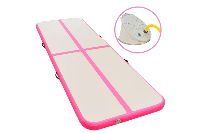 oppustelig gymnastikmåtte med pumpe 700x100x10 cm PVC Pink - Fitnessgulv & klikgulv