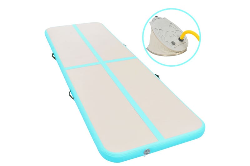 oppustelig gymnastikmåtte med pumpe 800x100x10 cm PVC grøn - Sport & fritid - Hjemmetræning - Træningsredskaber - Fitnessgulv & klikgulv