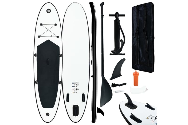oppusteligt paddleboardsæt sort og hvid - Sort - Fitnessgulv & klikgulv
