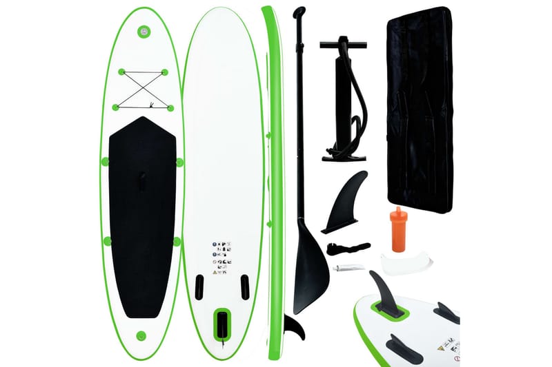 oppusteligt paddleboard grøn og hvid - Grøn - Sport & fritid - Hjemmetræning - Træningsredskaber - Fitnessgulv & klikgulv