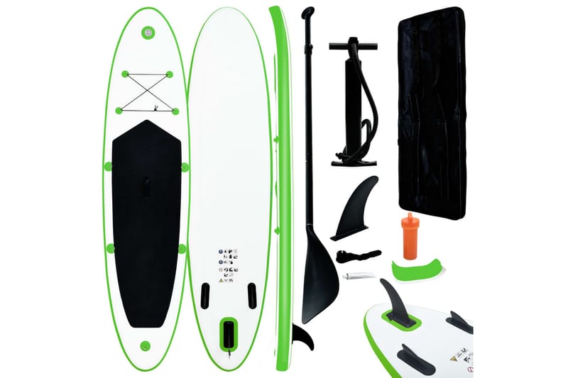 oppusteligt paddleboard grøn og hvid - Grøn - Sport & fritid - Hjemmetræning - Træningsredskaber - Fitnessgulv & klikgulv