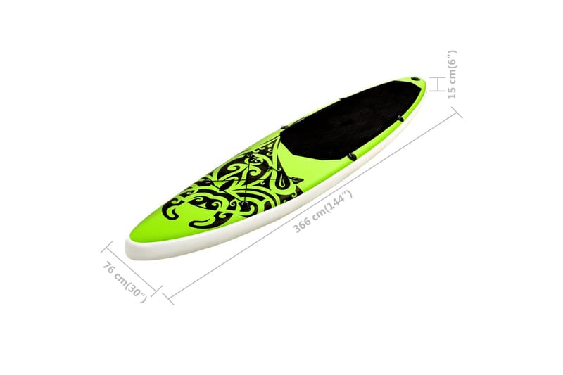 oppusteligt paddleboardsæt 366x76x15 cm grøn - Grøn - Fitnessgulv & klikgulv