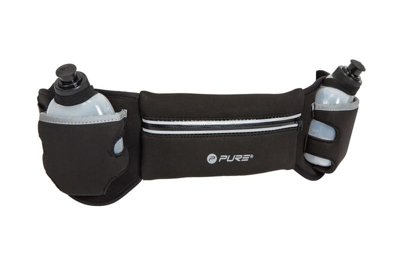 Pure2Improve løbebælte med 2 flasker sort og grå - Sort - Træningsredskaber