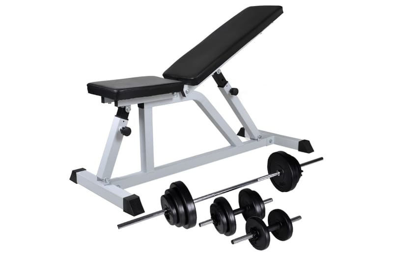 træningsbænk med vægtstang- og håndvægtsæt 30,5 kg - Træningsbænk & bænkpresbænk - Crossfit udstyr