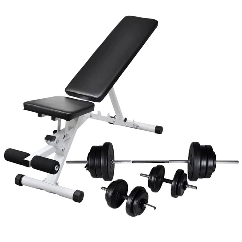 Træningsbænk Med Vægtstang- Og Håndvægtsæt 60,5 Kg - Sort - Sport & fritid - Hjemmetræning - Træningsredskaber - Træningsbænk & bænkpresbænk