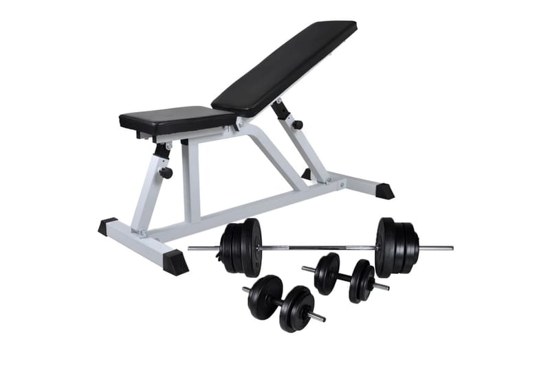 træningsbænk med vægtstangs- og håndvægtssæt 60,5 kg - Træningsbænk & bænkpresbænk - Crossfit udstyr