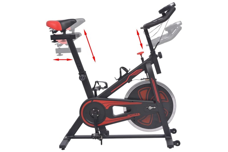 motionscykel med pulssensor sort og rød - Motionscykel & spinningcykel