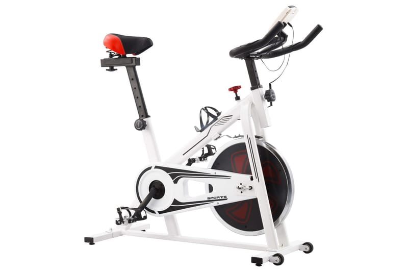 Spinningcykel med pulsmåler hvid og rød - Flerfarvet - Motionscykel & spinningcykel