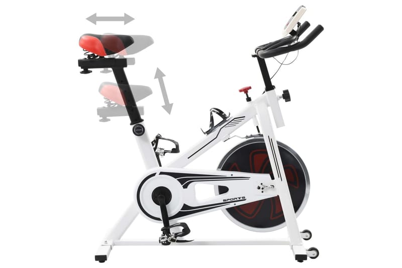 Spinningcykel med pulsmåler hvid og rød - Flerfarvet - Motionscykel & spinningcykel