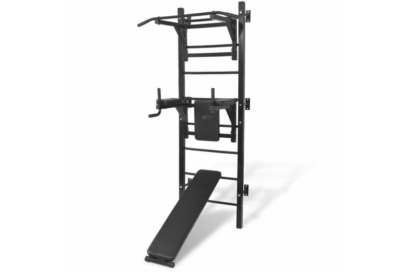 vægmonteret multifunktionel fitness-styrketårn sort - Crossfit udstyr - Power rack & power tower - Multi træningsmaskine