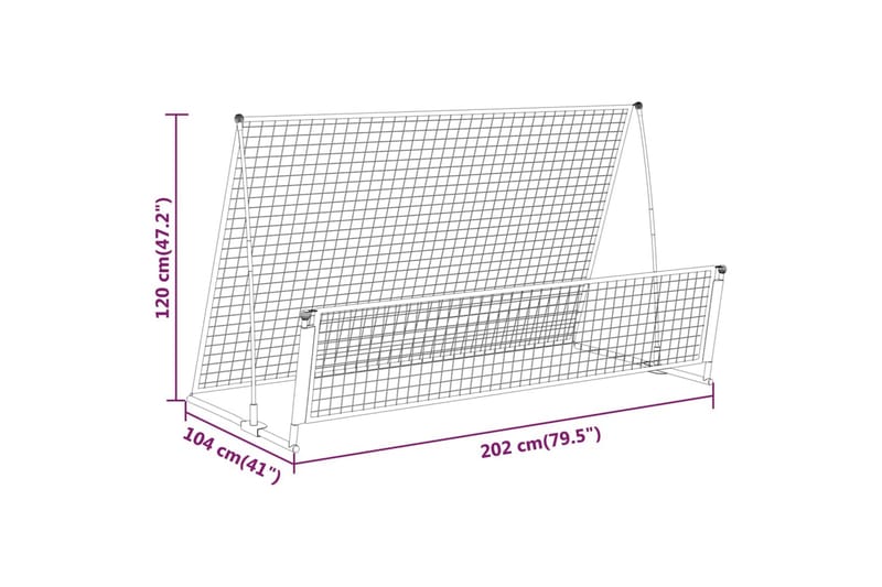 2-i-1 fodbold-rebounder 202x104x120 cm stål - Sort - Havespil