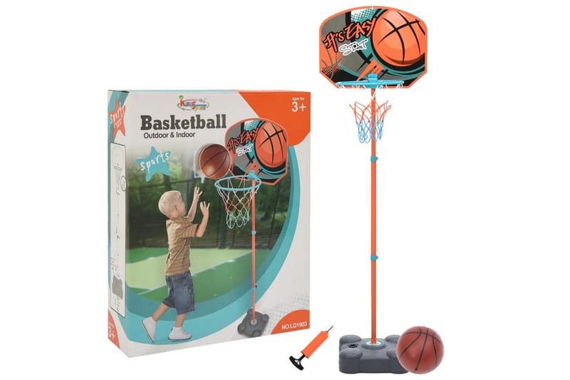 basketballsæt 109-141 cm transportabelt og justerbart - Flerfarvet - Havespil